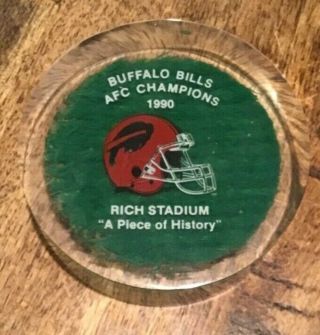 1990 Afc Champions Buffalo Bills Paperweight Rich Stadium Turf