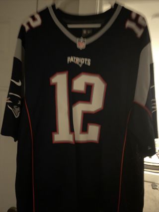 Tom Brady 12 England Patriots Nike Stitched Jersey On Field Blue Sz Xl
