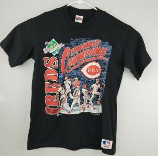 Vintage 1990 Cincinnati Reds World Series Champions T - Shirt Mens L
