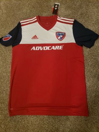 Adidas Fc Dallas Soccer Jersey Adult Large Red White & Blue Major League Mens