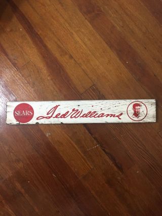 Vintage Ted Williams Sears Advertising Wooden Sign Boston Red Sox Baseball Mlb