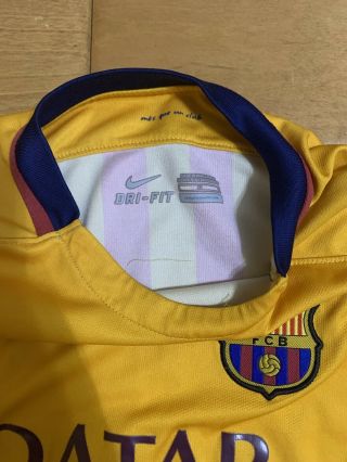 2015 - 16 Nike Youth FC Barcelona Away Soccer Jersey Youth Large 2