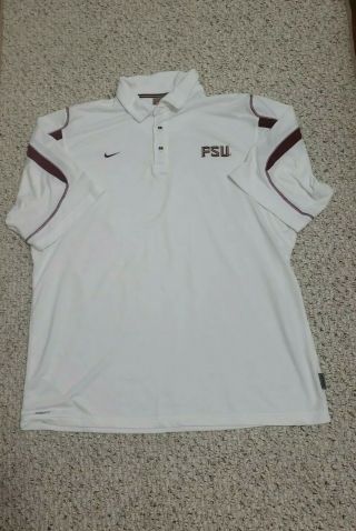 Nike Florida State Seminoles Polo Shirt Adult Xl White Red Fsu Dri Fit Men