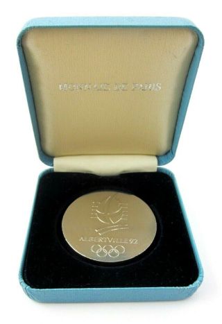 1992 Albertville France Olympic Winter Games Table Medal Boxed 2