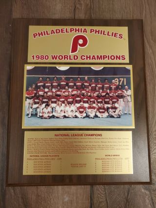 16 " X 13 " Wooden Philadelphia Phillies World Series Champions 1980 Plaque Sign