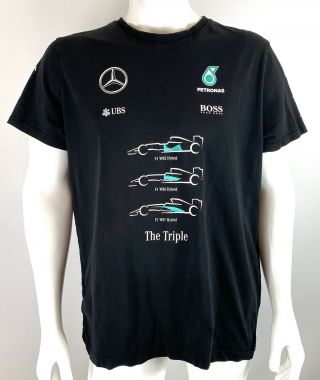 Mercedes Benz Amg Petronas Formula 1 F1 Triple World Champion Shirt Black Sz 2xl