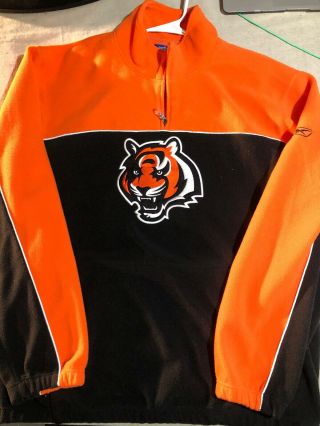 Reebok Cincinnati Bengals Nfl Authentic Sideline 1/4 Zip Pullover Jacket Xl