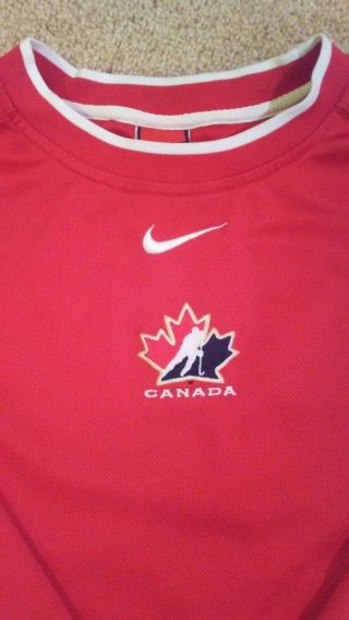 Mens Nike Dri Fit Team Canada Hockey Jersey Shirt 2xl Iihf Red Longsleeve