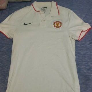 Nike Manchester United Polo Shirt White Small