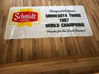 Large 33 " X68 " 1987 Schmidt Beer Minnesota Twins World Series Thank You Banner