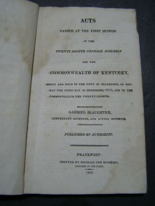 Government Report 1820 Acts Passed Of The 28th General Assembly Of Kentucky