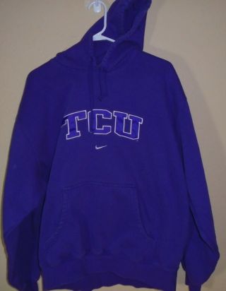 Vtg Texas Christian Tcu Horned Frogs Purple Sweatshirt Hoodie Nike Team Xl