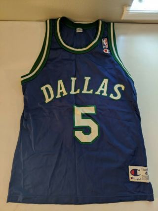 Vintage Champion Nba Dallas Mavericks Jason Kidd Jersey Size 40