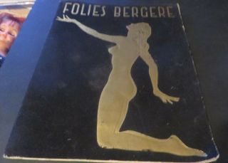1950s Famous Folies Bergere Paris Theater Program Velvet Cover Pin - Up Sexy