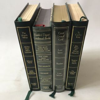4 X Vintage Readers Digest Condensed Books Hardback Green Faux Leather 16stories