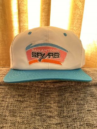 Vtg 90s San Antonio Spurs Nba Basketball Snapback Hat Cap Adjustable White Yourh