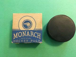 Vintage Monarch Official Hockey Puck Made In Usa