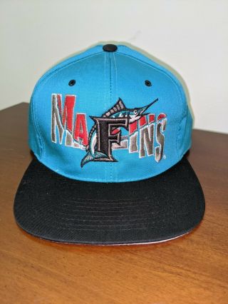Vintage Florida Marlins Merchandise Snapback Hat Large Letter Mlb