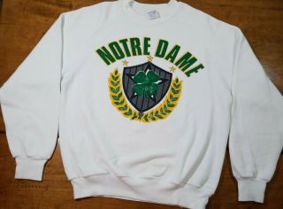 Vintage University Of Notre Dame Sweatshirt 80s Made In Usa Size L 50/50 Santee