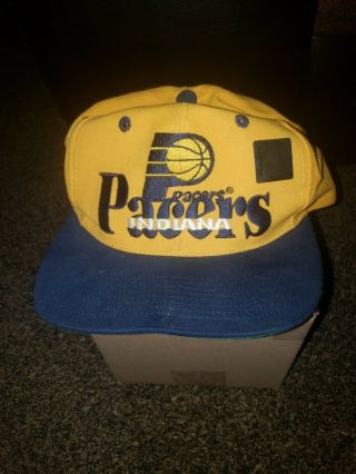Vintage Indiana Pacers Snapback Hat Cap Yellow