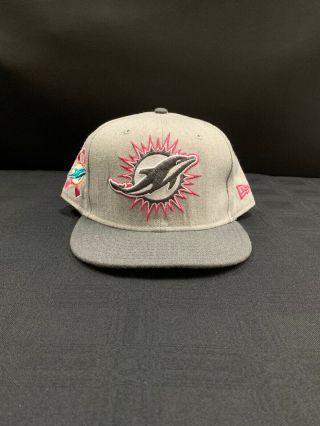 Miami Dolphins Team Issued Breast Cancer Fitted Gray Hat