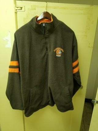 Vintage Cleveland Browns 1946 Brown 1/4 Zip Fleece Pullover Jacket Size Xl Nfl