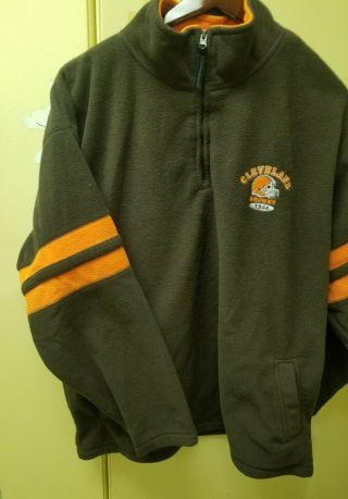 Vintage Cleveland Browns 1946 Brown 1/4 Zip Fleece Pullover Jacket Size XL NFL 2