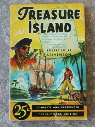 Pocket Books 25 Treasure Island By Robert Louis Stevenson 2nd Gvg 1940 Rare
