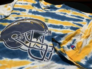 Chargers Vintage 90’s Tie Dye Shirt By Champion Sz Xxl San Diego Los Angeles Nfl