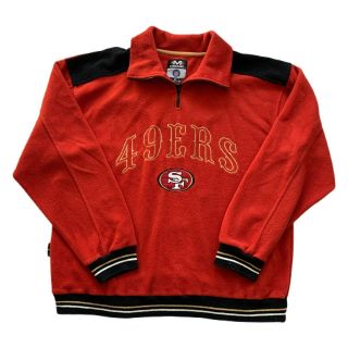Vtg 90s San Fransisco 49ers Nfl Red 1/4 Zip Fleece Pullover Jacket Men 