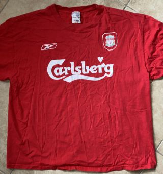 Vtg Liverpool Soccer Reebok Carlsberg Rare Red Long Sleeve Shirt Jersey Mens 2xl