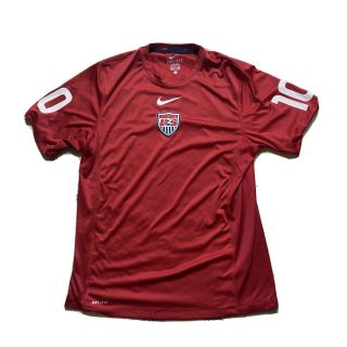 Vtg Nike Authentic Dri - Fit Usa Mens Soccer Jersey Red T - Shirt Size Large