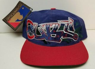 Vintage Chicago Cubs Graffiti Hat Starter Snapback Cap Mlb Drew Pearson 1994 90s