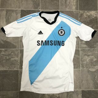Men’s Adidas Climacool Chelsea Fc Samsung Home Kit Soccer Jersey Sz M White Blue