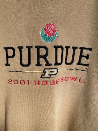 Cadre Purdue Boilermakers Football 2001 Rose Bowl Gold Sweatshirt Size Large