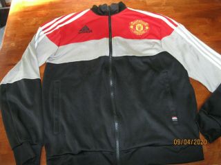 Adidas Manchester United Men’s Full Zip Track Jacket Red/white/black Size Med