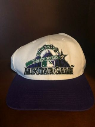 Vintage Mlb 1998 Colorado Rockies All Star Game Snapback Hat - White