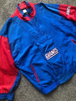 Vintage 90s Pro Line Ny Giants Starter Jacket 1/4 Zip Pullover Extra Large Xl