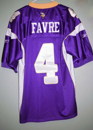 Reebok On Field Minnesota Vikings Brett Favre 4 Sewn Purple Jersey Size 52