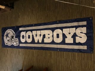 Dallas Cowboys Banner Nfl Huge Nylon Tailgate 8’ X 2’ Flag Sign