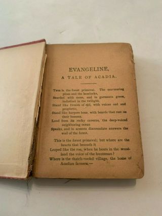 c.  1900 Evangeline A Tale Of Acadia by Henry W Longfellow Hardcover 2
