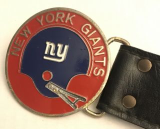 Vintage 1971 Ny Giants Belt & Buckle Nfl Properties Inc Size 26 - 28 Youth