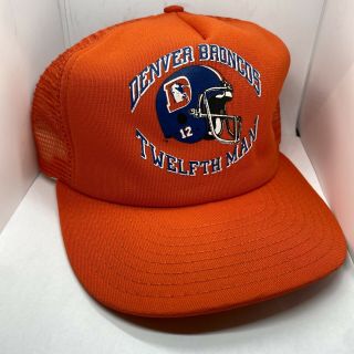 Vintage Denver Broncos Snapback Hat “twelfth Man” Ajd Lucky Stripes Trucker Hat