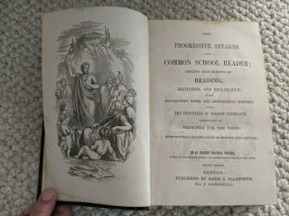 1858 Progressive Speaker & Common School Reader Antique Book - 3