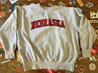 Vtg University Of Nebraska Huskers Majestic Embroidered Crew Sweatshirt Sz 2xl