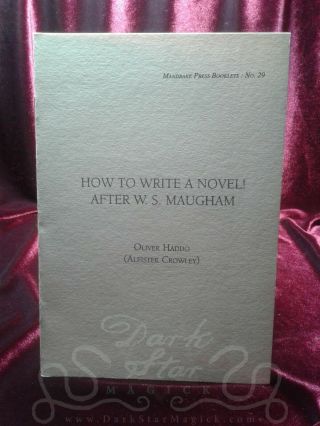 Aleister Crowley How To Write A Novel After W.  S.  Maugham Mandrake 1991 Satire