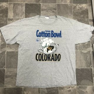 Men’s Vintage 90s Lee Cu Colorado Buffaloes Big Logo Cotton Bowl Shirt Sz Xxl