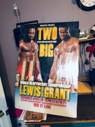 Lennox Lewis Vs.  Michael Grant Vintage Boxing Fight Poster 35 " X 24 "