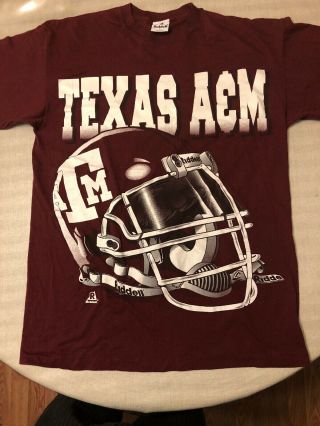 Texas A&m Aggies Football Vintage Shirt Maroon Red Men’s Size L Single Stitch