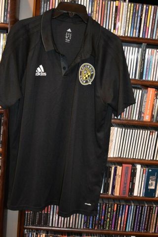 Adidas Columbus Crew Soccer Black Polo Shirt Mens Sz Xl (b174)